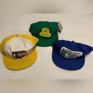 Vintage K Product Farmer Trucker Hat Lot (3) John Deere / Onion / Tractor